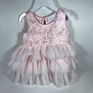 open lace back dress Place du Soleil - White Pink Rosa Flower Dress - S25-408 - last one